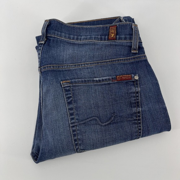 7 For All Mankind Jeans Mens 33x33 Blue Austyn Straight Leg Relaxed Fit Stretch - Picture 1 of 8